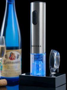 Blue and chrome Secura wine opener with foil cutter