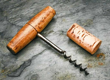 corkscrew used to open a wine bottle